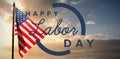 Composite image of digital composite image of happy labor day text with blue outline Royalty Free Stock Photo