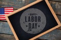 Composite image of digital composite image of happy labor day text poster Royalty Free Stock Photo