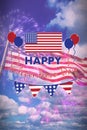 Composite image of digitally composite image of happy independence day text Royalty Free Stock Photo