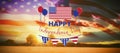 Composite image of digitally composite image of happy independence day text Royalty Free Stock Photo