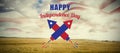 Composite image of digitally composite image of happy independence day text Royalty Free Stock Photo