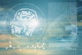 Composite image of digitally image of dna helix and brain interface Royalty Free Stock Photo