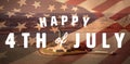 Composite image of digitally generated image of happy 4th of july text