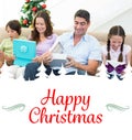 Composite image of family opening christmas gifts Royalty Free Stock Photo