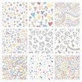 Colorful Hand-Drawn Whimsical Patterns Set Royalty Free Stock Photo