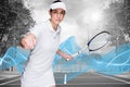 Composite image of female athlete playing tennis Royalty Free Stock Photo