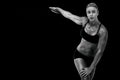 Composite image of female athlete throwing discus Royalty Free Stock Photo