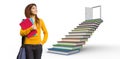 Composite image of female college student with books in park Royalty Free Stock Photo
