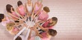 Composite image of female friends supporting breast cancer awareness Royalty Free Stock Photo