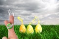 Composite image of fingers as easter bunny Royalty Free Stock Photo