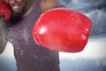 Composite image of fit man with boxing gloves Royalty Free Stock Photo