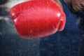 Composite image of fit man boxing with gloves Royalty Free Stock Photo