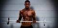 Composite image of fit man lifting barbell Royalty Free Stock Photo