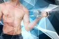 Composite image of fit shirtless man lifting dumbbell Royalty Free Stock Photo