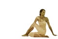 Composite image of fit woman doing the half spinal twist pose in fitness studio Royalty Free Stock Photo