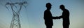 Composite image of full length of silhouette businessmen shaking hands Royalty Free Stock Photo