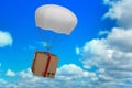 Composite image of graphic image of 3d parachute carrying parcel