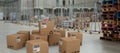 Composite image of group of composite cardboard boxes Royalty Free Stock Photo