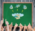 Composite image of group of hands giving thumbs up Royalty Free Stock Photo