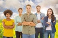 Composite image of group portrait of happy young colleagues Royalty Free Stock Photo