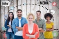 Composite image of group portrait of happy young colleagues Royalty Free Stock Photo