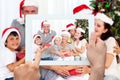 Composite image of hand holding tablet pc Royalty Free Stock Photo