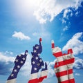 Composite image of hands up and thumbs raised Royalty Free Stock Photo