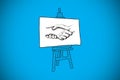 Composite image of handshake doodle on easel