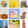 Composite image of happy easter with eggs and bunny Royalty Free Stock Photo