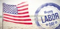 Composite image of composite image of happy labor day text on blue poster Royalty Free Stock Photo