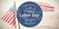 Composite image of happy labor day text on blue poster Royalty Free Stock Photo