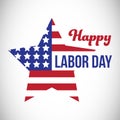 Composite image of happy labor day text and star shape American flag