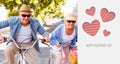 Composite image of happy mature couple going for a bike ride in the city Royalty Free Stock Photo