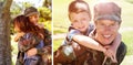 Composite image of happy soldier giving piggyback to his son Royalty Free Stock Photo