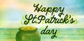 Happy St patricks day against beach scene Royalty Free Stock Photo