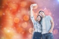 Composite image of happy young couple taking selfie Royalty Free Stock Photo