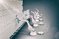 Composite image of high angle view of robotic hands arranging jigsaw pieces on puzzle 3d Royalty Free Stock Photo