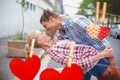 Composite image of hip romantic couple dancing in the street Royalty Free Stock Photo