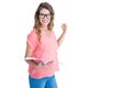 Composite image of hipster woman holding notebook Royalty Free Stock Photo