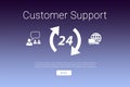 Composite image of icons and customer support text