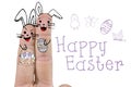 Composite image of illustration of fingers representing easter bunny Royalty Free Stock Photo
