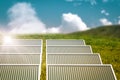 Composite image of illustration of solar panel against white screen 3d