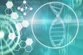 Composite image of image of dna helix and molecules interface Royalty Free Stock Photo