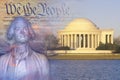 Composite image of Jefferson Memorial, US Constitution, and bust of Thomas Jefferson Royalty Free Stock Photo