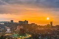 A composite image of Kigali city centre skyline and surrounding in daylight, sunset and at night. Rwanda Royalty Free Stock Photo