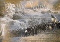 Composite image of Lincoln Memorial and Civil War soldiers in battle with U.S. Constitution Royalty Free Stock Photo