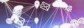 Composite image of lines connecting various networking icons Royalty Free Stock Photo