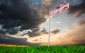 Composite image of low angle view of american flag Royalty Free Stock Photo