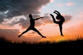 Composite image of male ballet dancer jumping