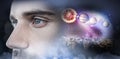 Composite image of man with blue eyes looking away Royalty Free Stock Photo